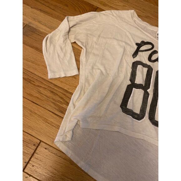 Pink Victoria's Secret off-white 3/4 sleeve casual graphic lounge t-shirt size S - Picture 3 of 8